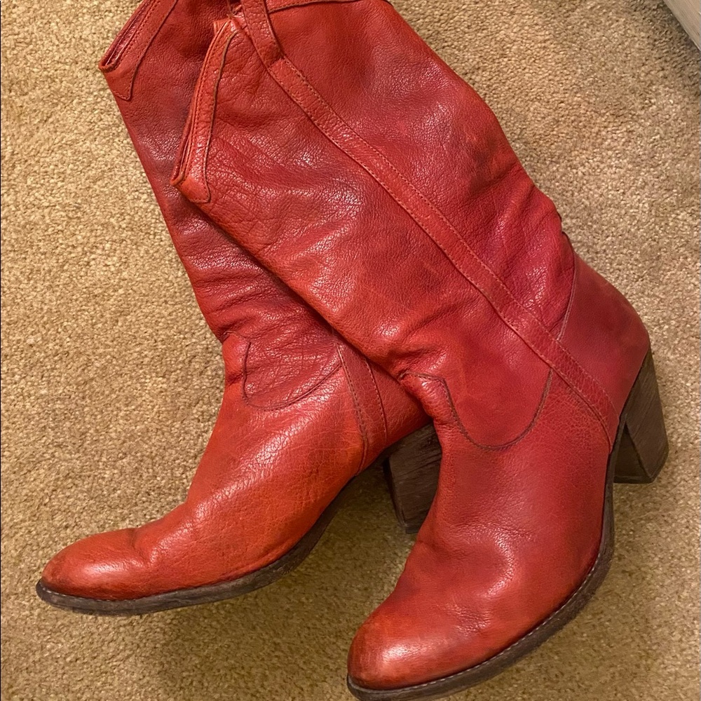 Red leather Frye boots